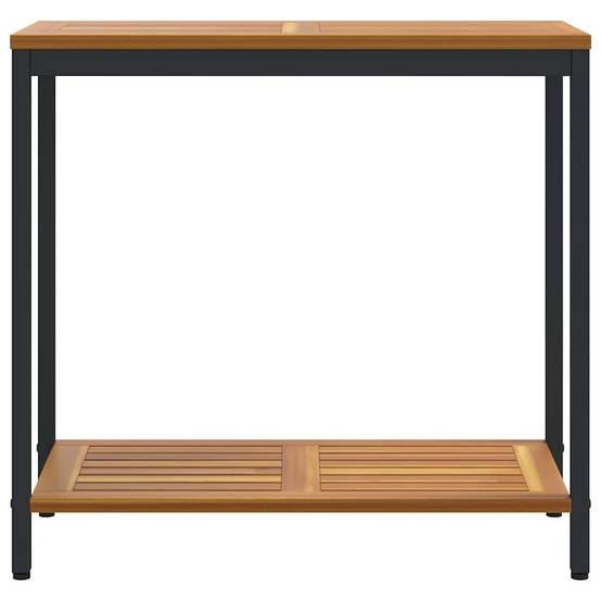 Table de jardin | Table d'extérieur avec stockage Naturel et Noir 80 x 35 x 75 cm - Image 5