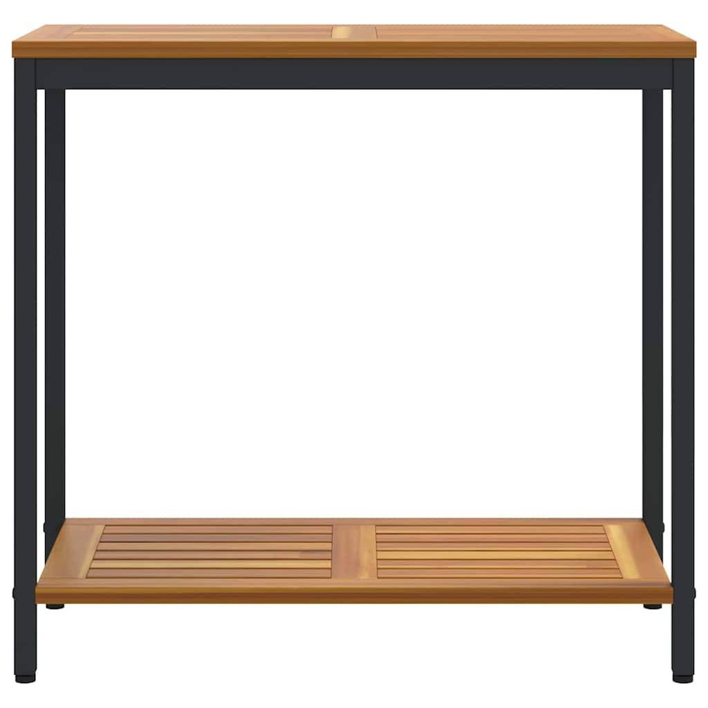 Table de jardin | Table d'extérieur avec stockage Naturel et Noir 80 x 35 x 75 cm - Image 5