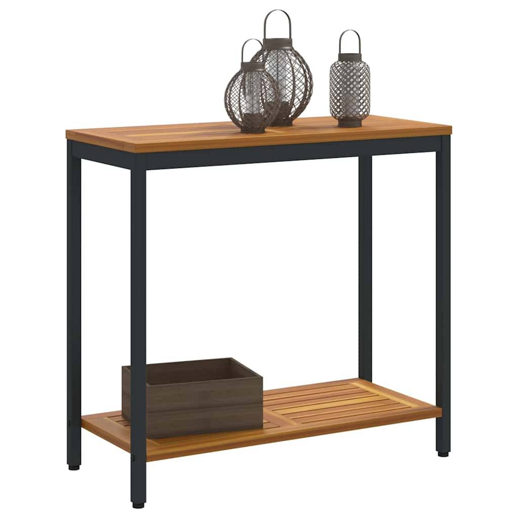 Table de jardin | Table d'extérieur avec stockage Naturel et Noir 80 x 35 x 75 cm - Image 3