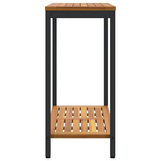 Table de jardin | Table d'extérieur avec stockage Naturel et Noir 80 x 35 x 75 cm - Image 6