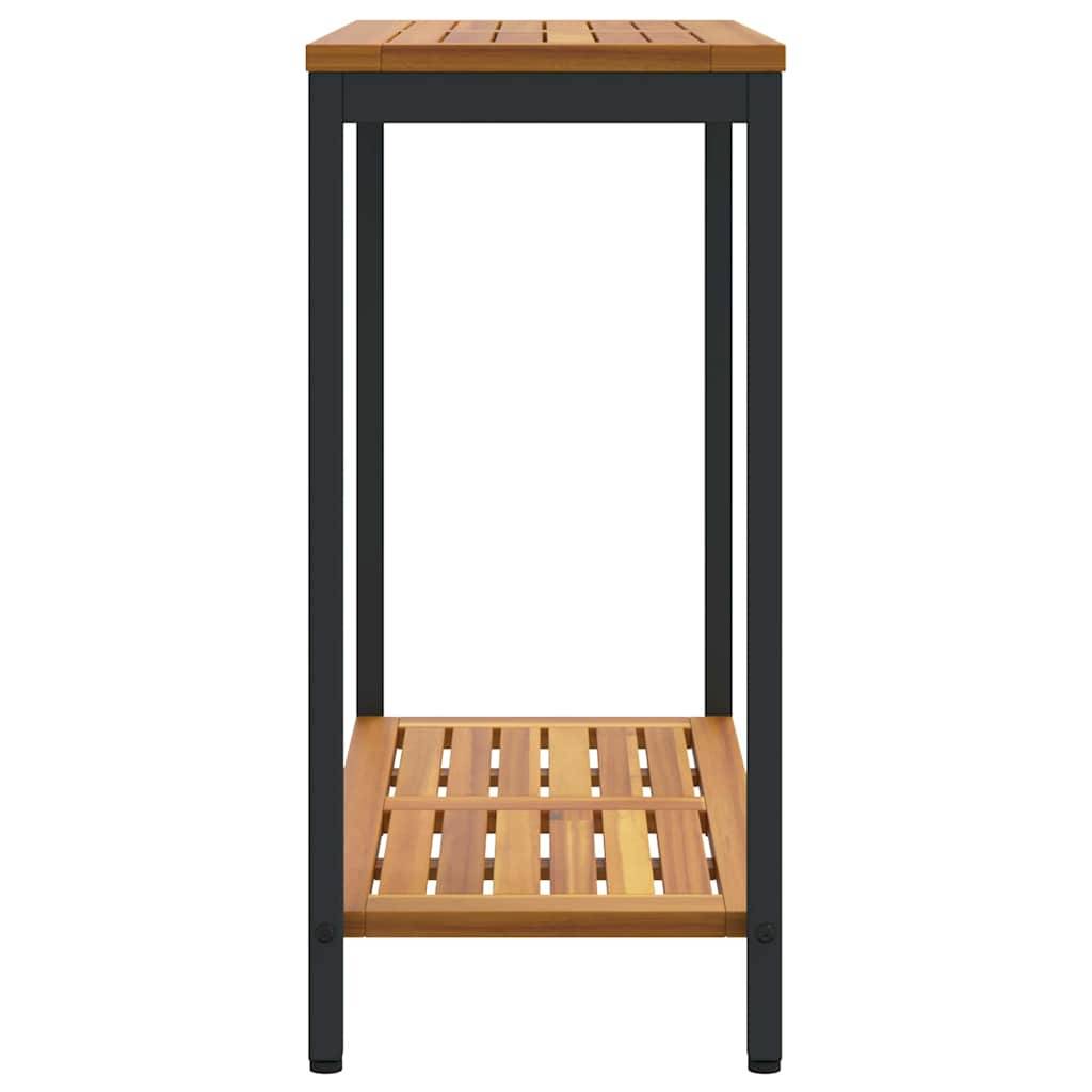 Table de jardin | Table d'extérieur avec stockage Naturel et Noir 80 x 35 x 75 cm - Image 6