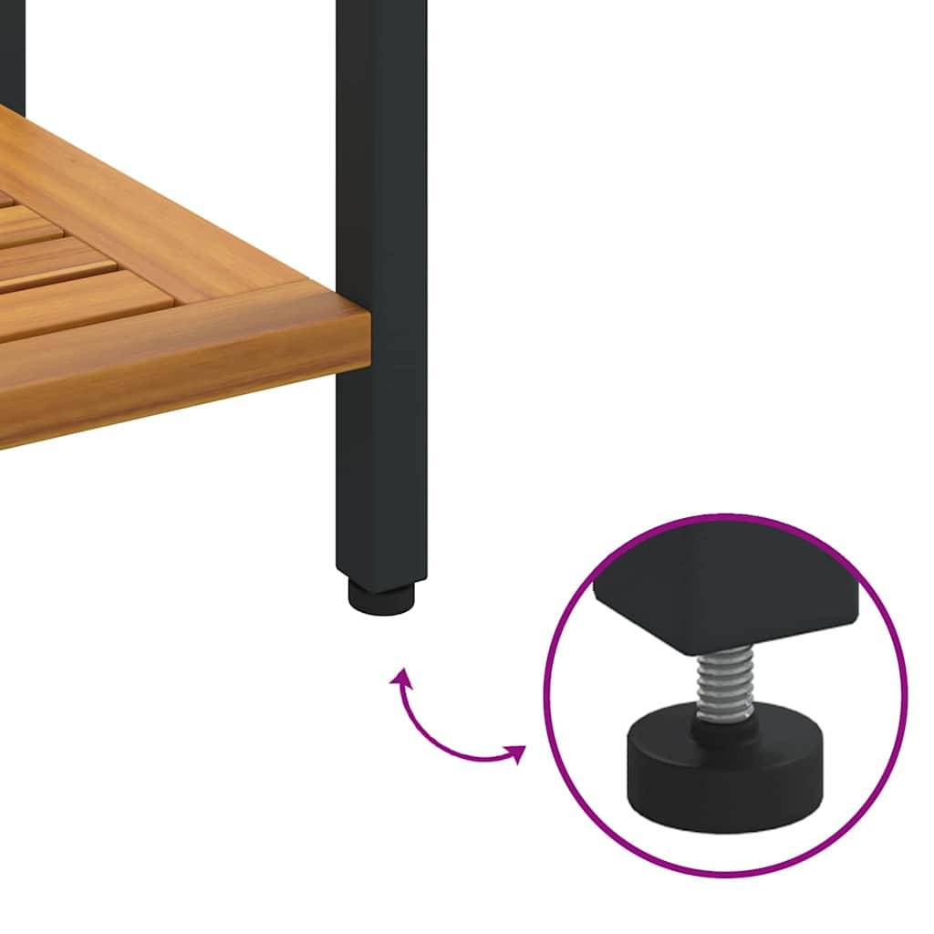 Table de jardin | Table d'extérieur avec stockage Naturel et Noir 80 x 35 x 75 cm - Image 8