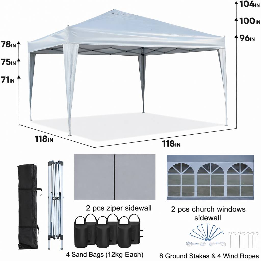 Tonnelle pliante de jardin en acier imperméable anti-UV avec 4 murs 3x3m bleu - ComfortXL Outdoor Living - Image 2