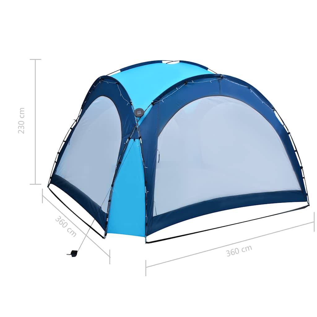 Tente Dôme de Jardin Fibre de Verre avec Moustiquaires et LED Solaire pour Fête Bleu 3.6x3.6m – ComfortXL Outdoor Living - Image 10