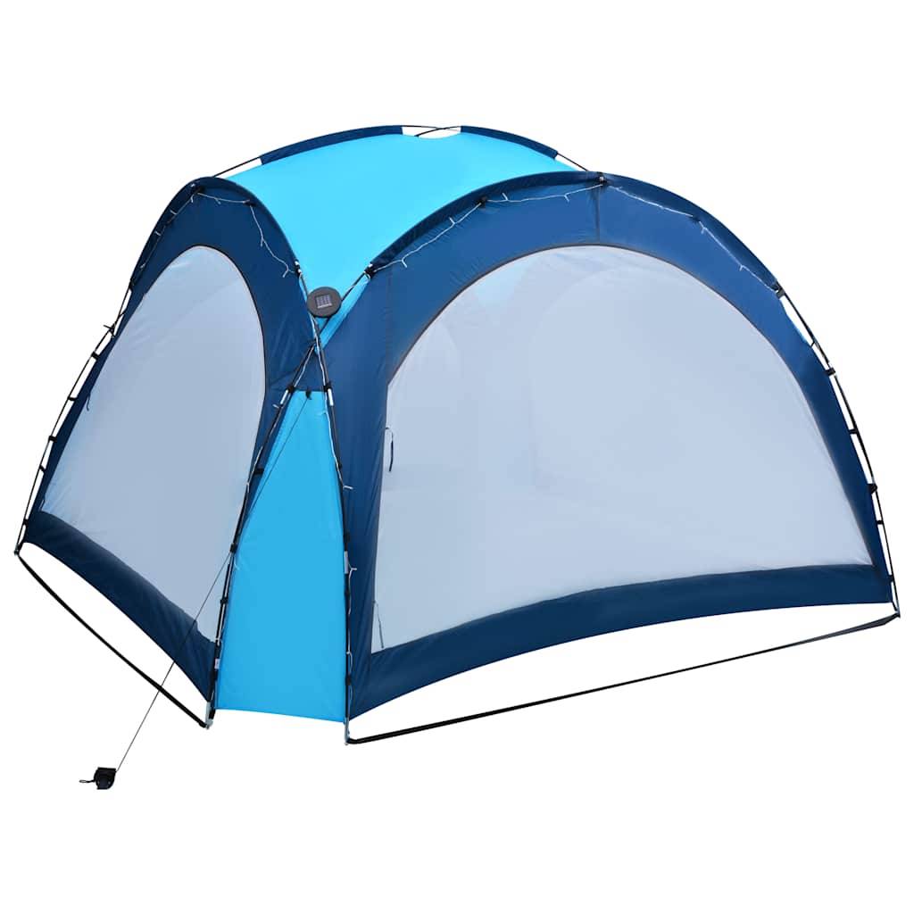 Tente Dôme de Jardin Fibre de Verre avec Moustiquaires et LED Solaire pour Fête Bleu 3.6x3.6m – ComfortXL Outdoor Living - Image 4