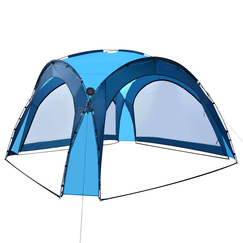 Tente Dôme de Jardin Fibre de Verre avec Moustiquaires et LED Solaire pour Fête Bleu 3.6x3.6m – ComfortXL Outdoor Living - Image 3