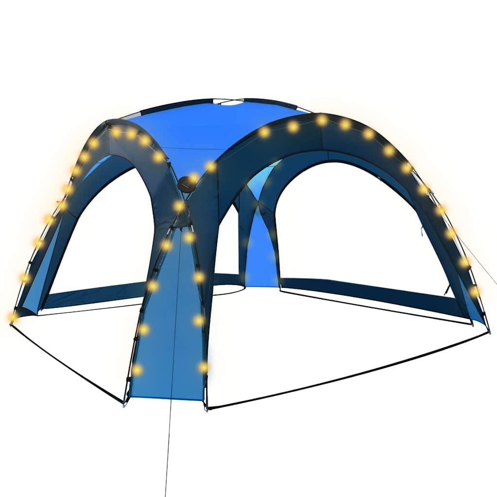 Tente Dôme de Jardin Fibre de Verre avec Moustiquaires et LED Solaire pour Fête Bleu 3.6x3.6m – ComfortXL Outdoor Living - Image 2