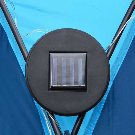 Tente Dôme de Jardin Fibre de Verre avec Moustiquaires et LED Solaire pour Fête Bleu 3.6x3.6m – ComfortXL Outdoor Living - Image 6
