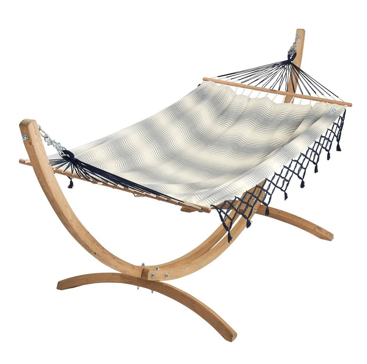 Jobek - Set Bois ESKAPADE 323x125x128 cm Rayures Horizontales Marine à Franges Bleues certifié FSC Mix JOBEK - Image 1