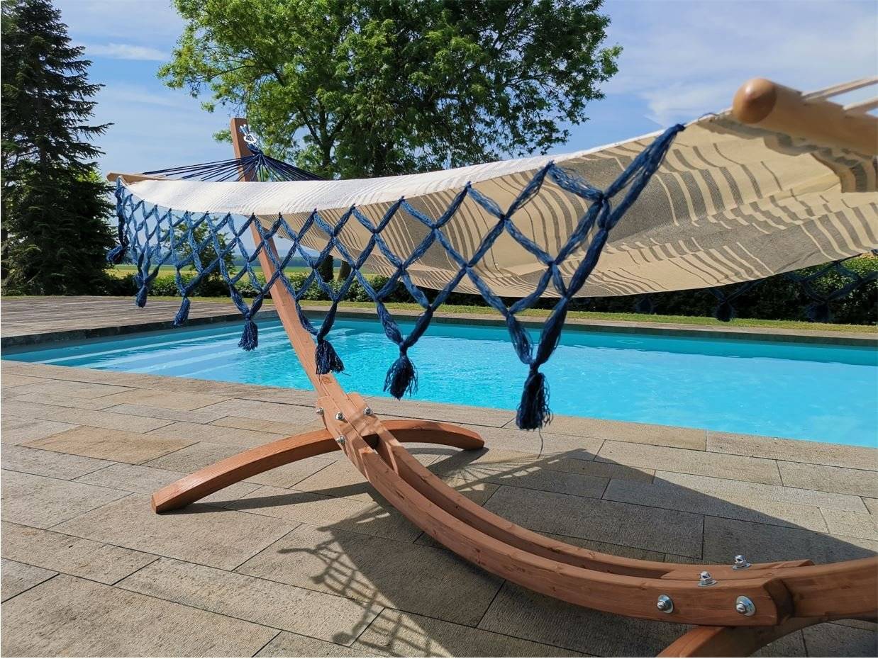 Jobek - Set Bois ESKAPADE 323x125x128 cm Rayures Horizontales Marine à Franges Bleues certifié FSC Mix JOBEK - Image 3