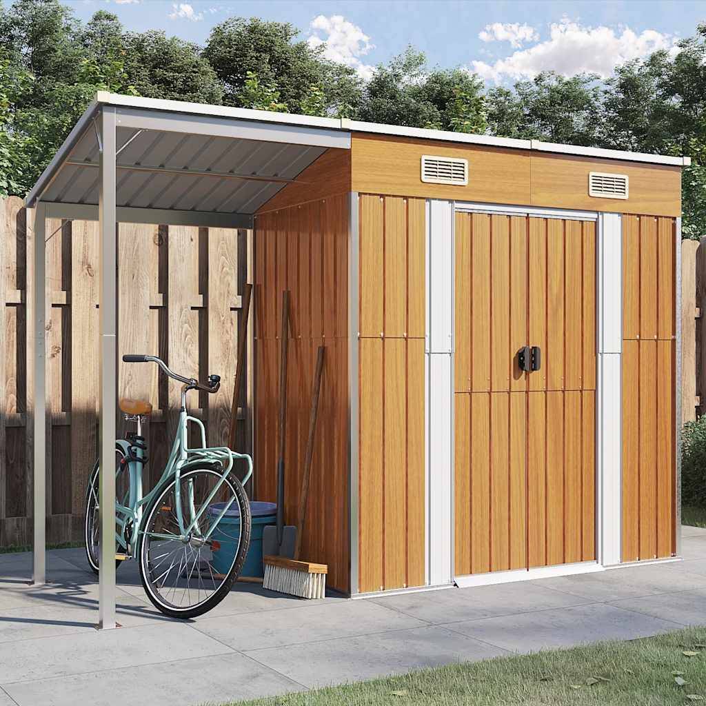 Vidaxl - Abri de jardin avec toit prolongé marron clair 277x107x181 cm vidaXL 364528 - Image 1