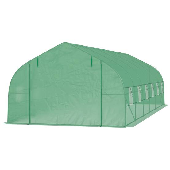 Serre de Jardin Tunnel XXL 24m² Acier Galvanisé et Bâche PE 12 Fenêtres 8x3x2 m Vert - ComfortXL Outdoor Living - Image 2