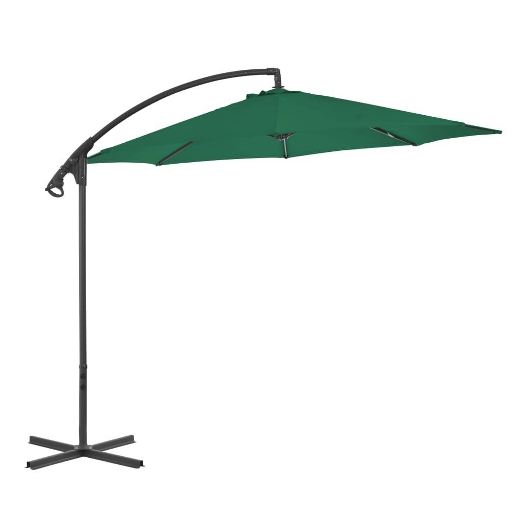 Helloshop26 - Parasol meuble de jardin en porte-à-faux avec mât en acier 300 cm vert - Image 1