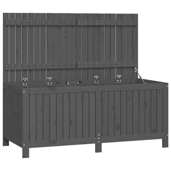 Coffre de jardin bois de pin gris 147 x 68 x 64 cm - PANGIVO - Image 2