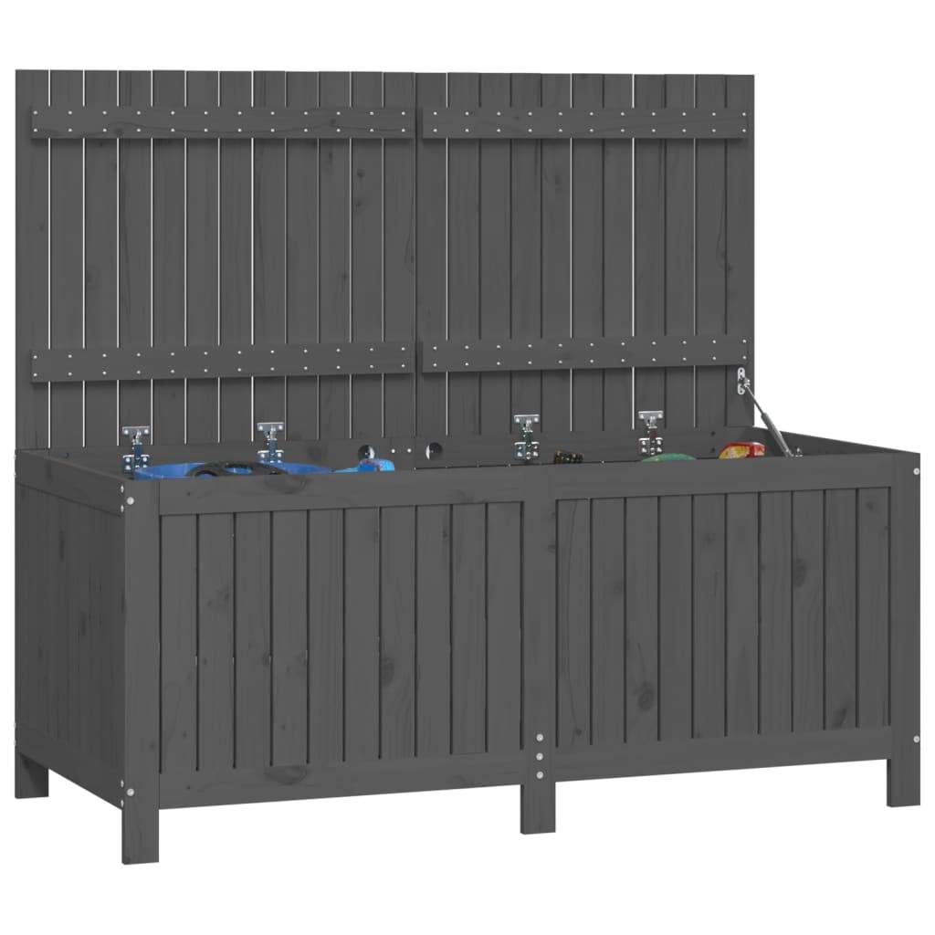 Coffre de jardin bois de pin gris 147 x 68 x 64 cm - PANGIVO - Image 4