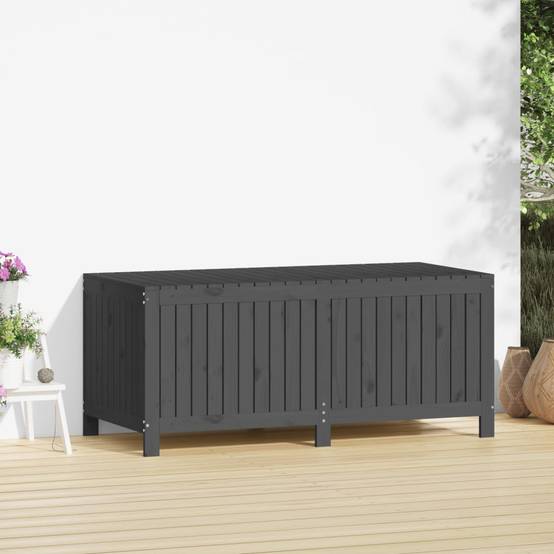 Coffre de jardin bois de pin gris 147 x 68 x 64 cm - PANGIVO - Image 3