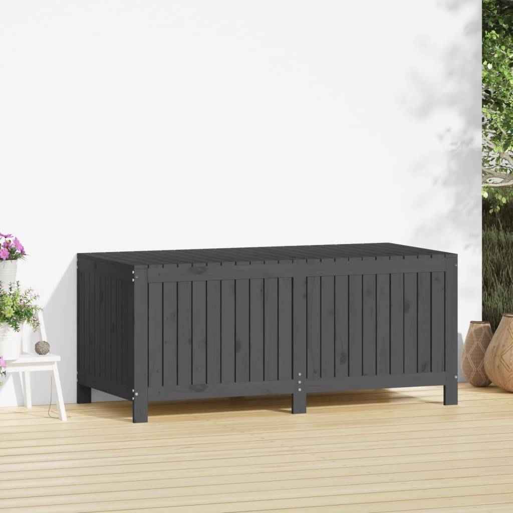 Coffre de jardin bois de pin gris 147 x 68 x 64 cm - PANGIVO - Image 3