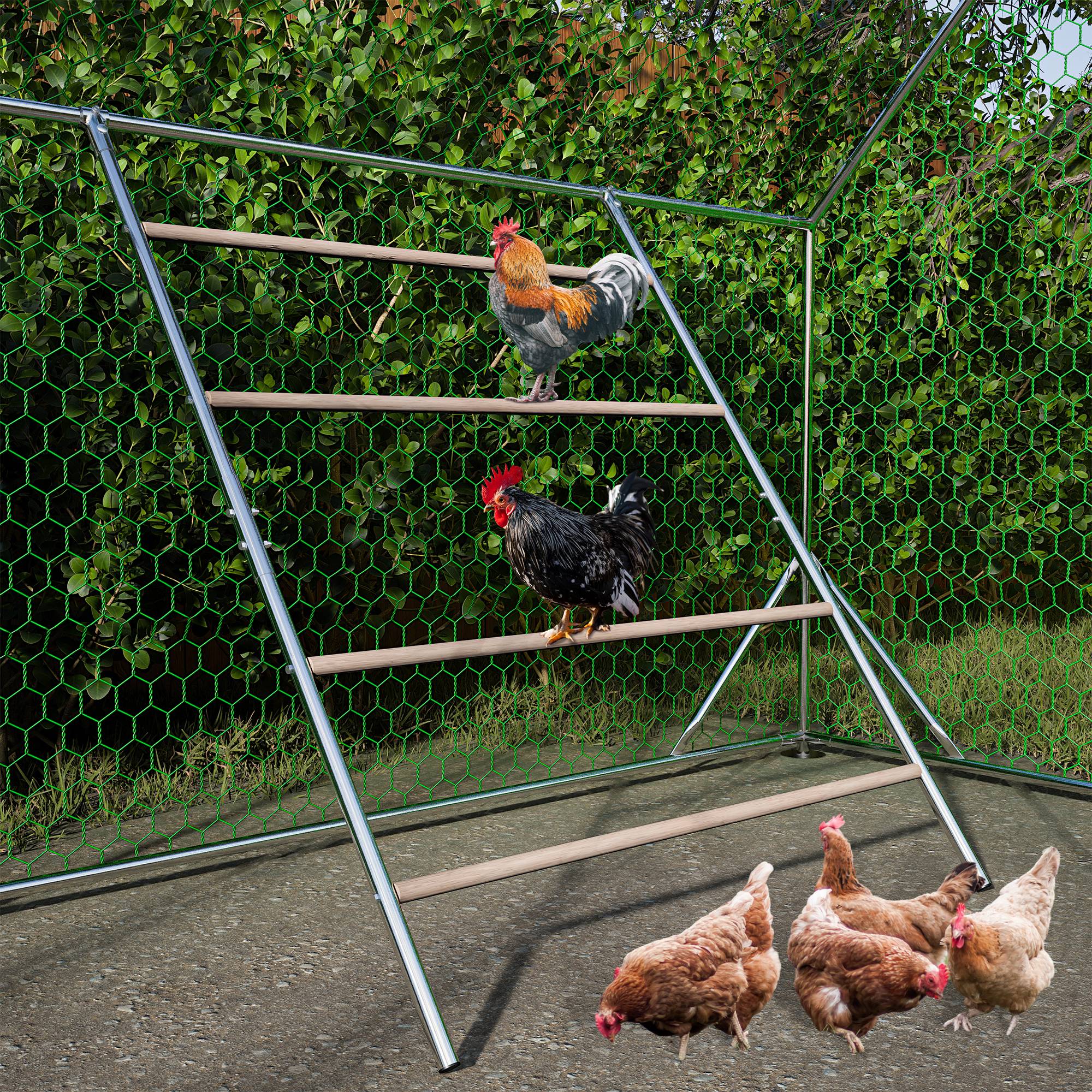 Grand Perchoir Poule Bois Métal pour Poulailler Accessoire Repos Volaille 105x144cm - ComfortXL Outdoor Living