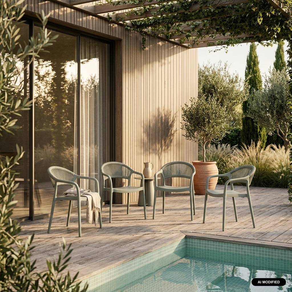 sweeek - Chaise de jardin empilable avec effet corde vert de gris (lot de 4) - Jovia | sweeek - Image 1