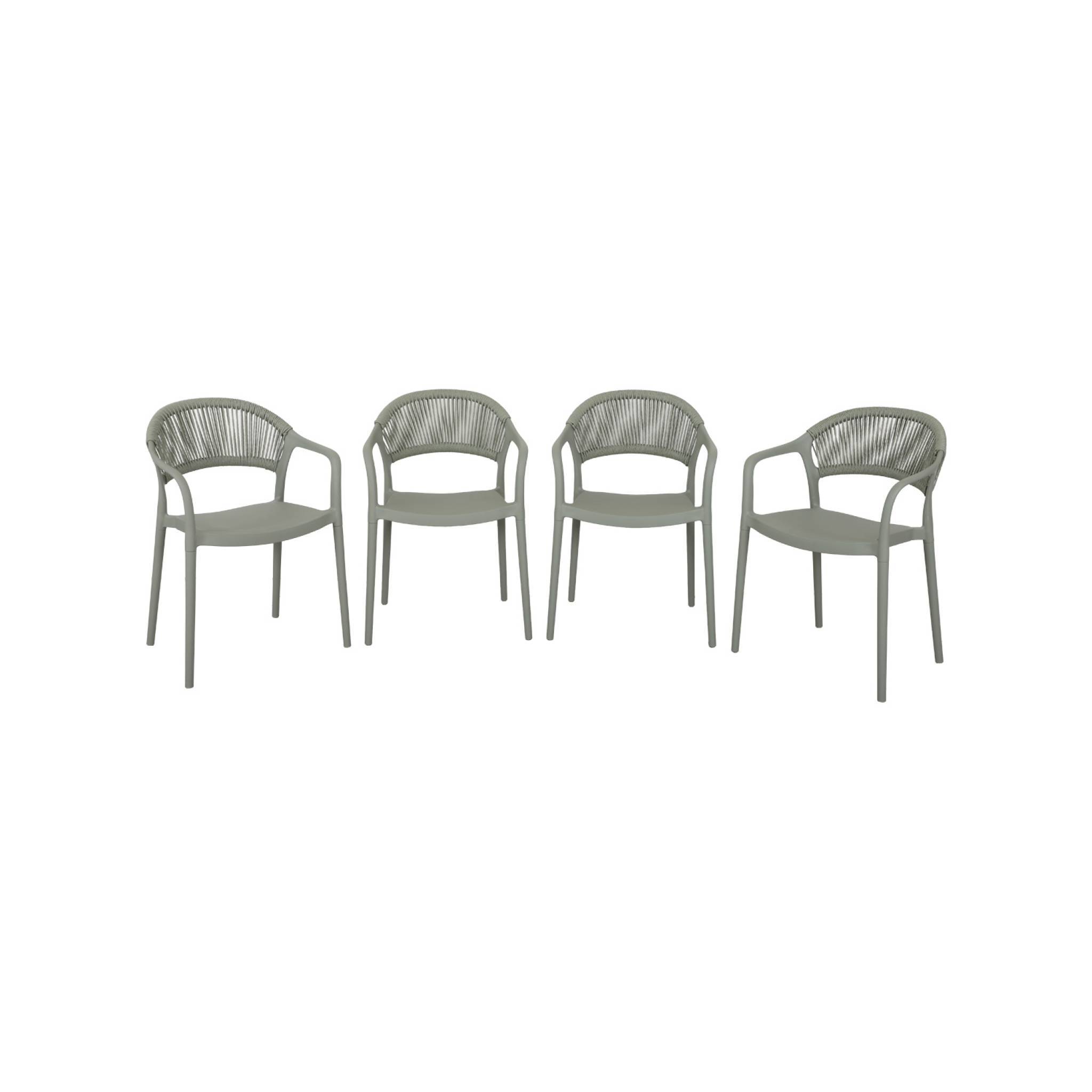 sweeek - Chaise de jardin empilable avec effet corde vert de gris (lot de 4) - Jovia | sweeek - Image 2