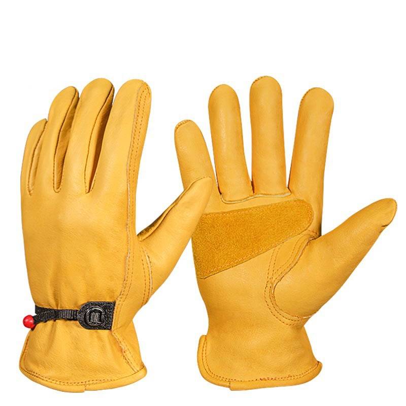 1 Paire Gants de Jardinage pour Hommes/Femmes(Jaune-M), Gants de Travail en Cuir de Vachette, Gants de Travail pour Jardin Anti-épines et Anti-Coupure - Image 1