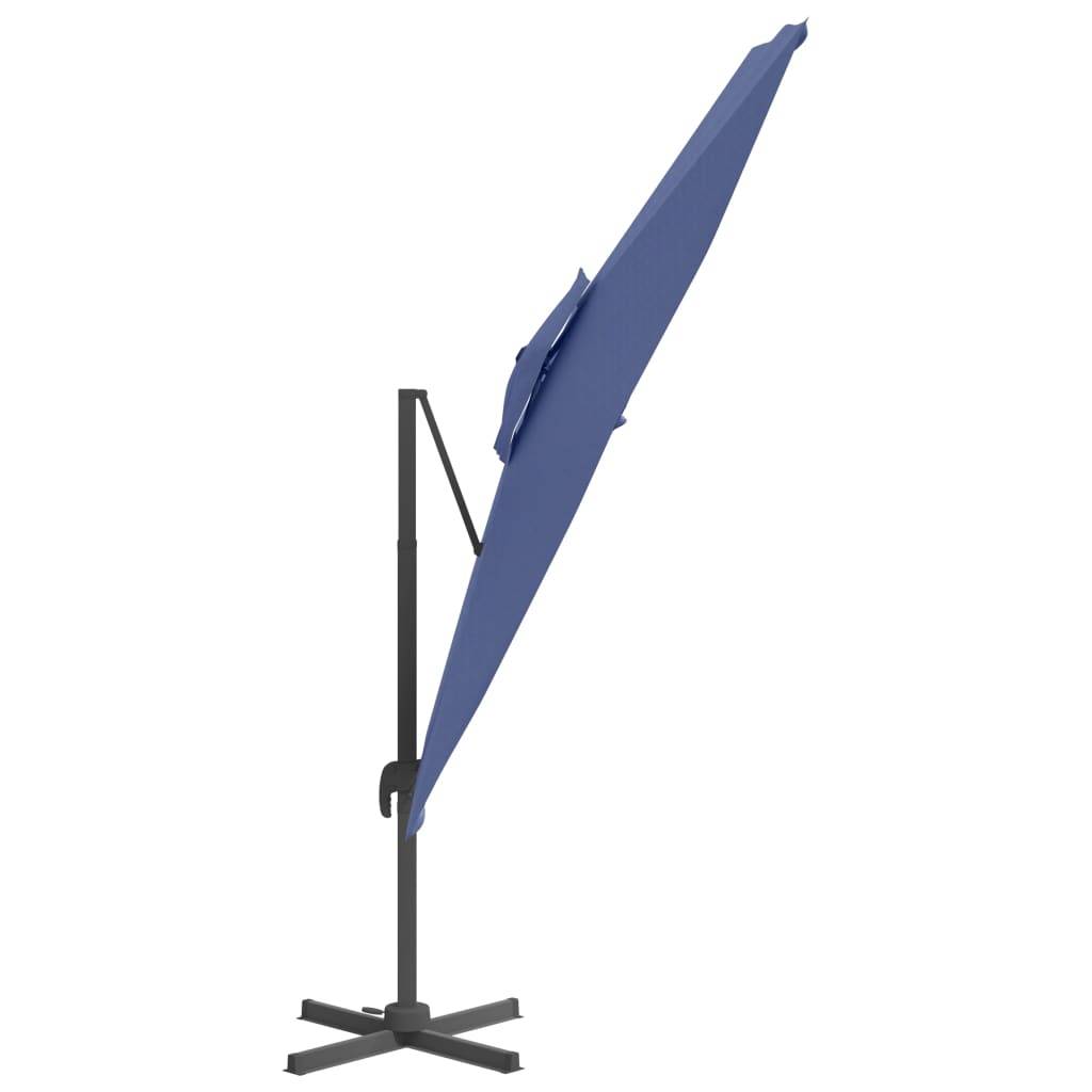 Helloshop26 - Parasol meuble de jardin cantilever à double toit 300 x 300 cm bleu azuré - Image 3