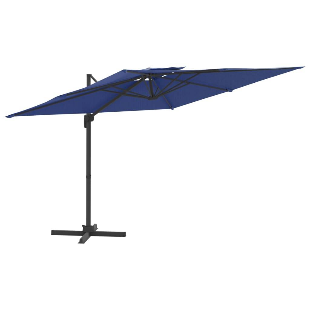 Helloshop26 - Parasol meuble de jardin cantilever à double toit 300 x 300 cm bleu azuré - Image 1