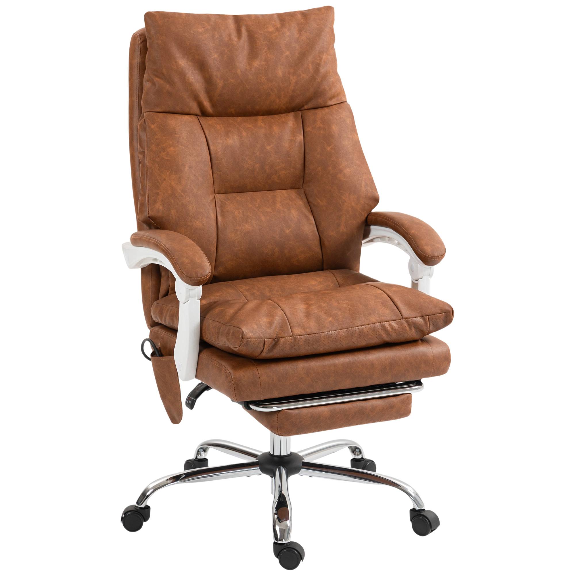 Sans Marque - Chaise bureau ergonomique fauteuil de bureau en PU soutien lombaire gonflable dossier inclinable hauteur réglable marron - Image 2
