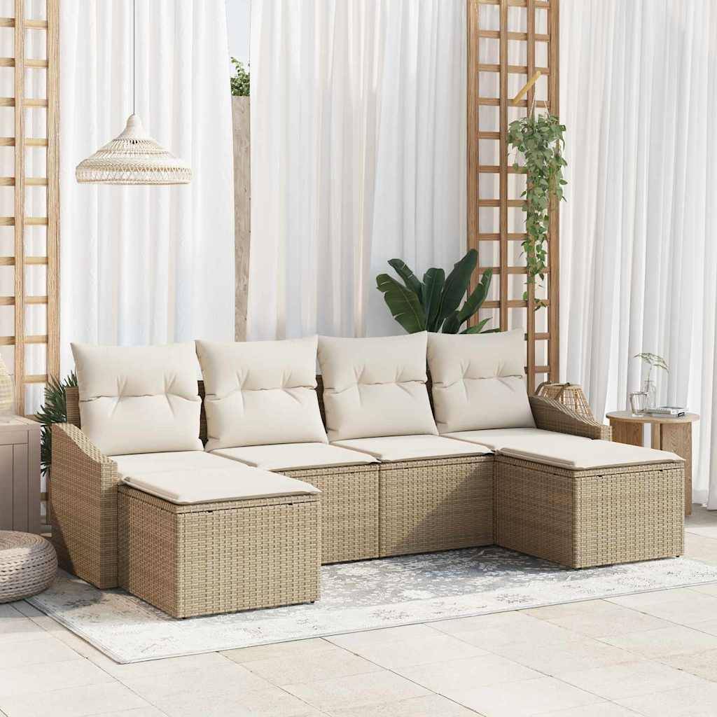 ComfortXL - Salon de Jardin 4 Places Polyrotin avec Rangement et Table Relevable pour Repas Extérieur Beige – ComfortXL Outdoor Living - Image 1