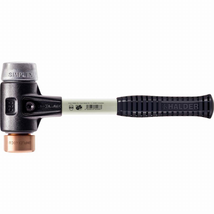 Maillet HALDER SIMPLEX Cuivre / métal doux avec boîtier en fonte malléable renforcée et manche en fibre de verre - D=30 mm - 3749.030