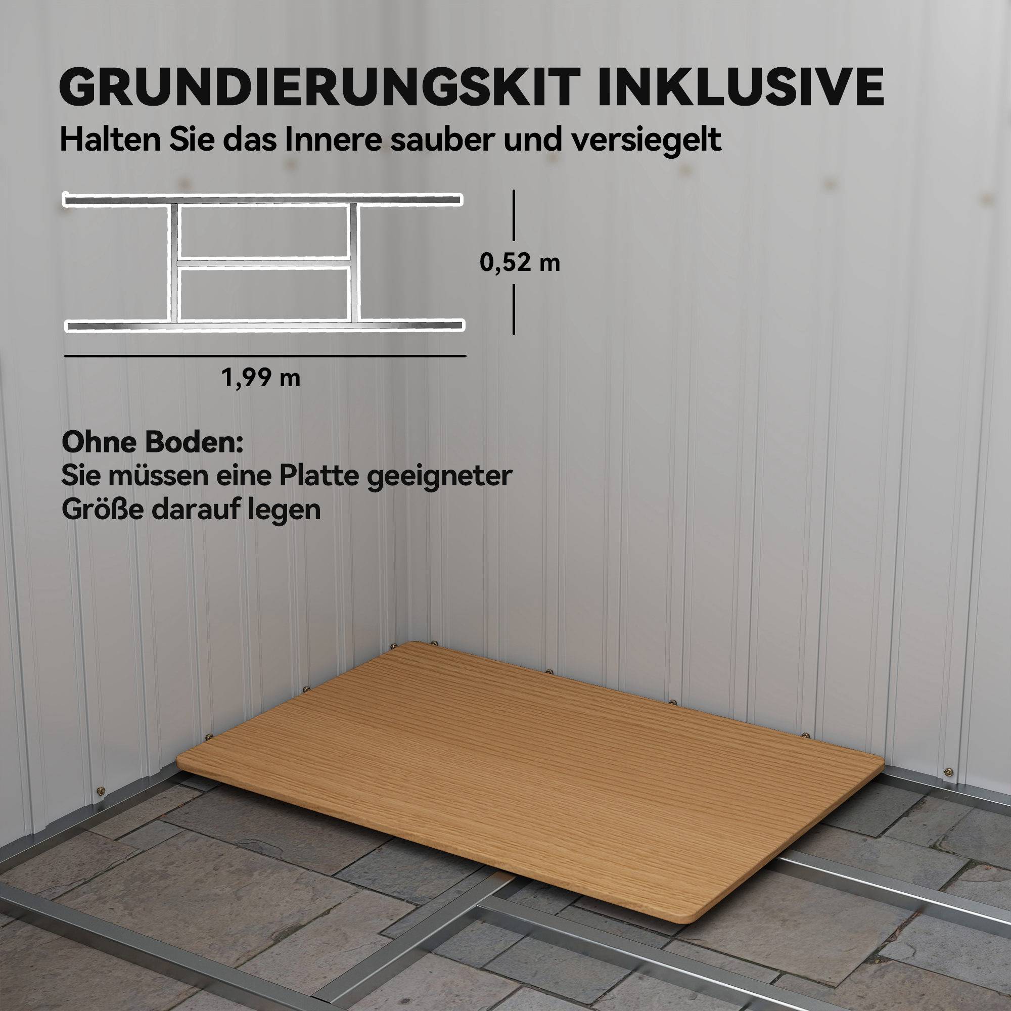Abri de jardin acier galvanisé fenêtres aération portes coulissantes 213x130x172 cm gris clair cabanon jardin extérieur - Image 8