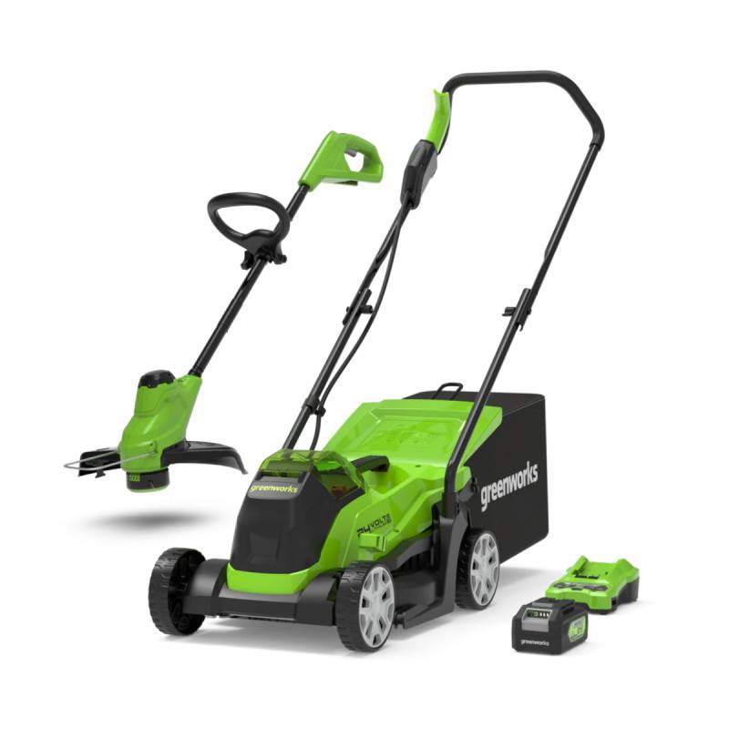 Greenworks - Tondeuse + Coupe-bordure 24V GREENWORKS - Batterie 4,0Ah - Chargeur - GD24LM33LT25K4