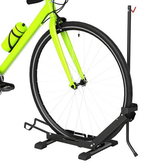 Support à vélo en acier, porte-vélos de sol pliable et portable pour la maison, le garage ou l'atelier, 75 x 41 x 71-81 cm, noir - Image 1