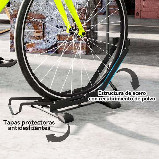 Support à vélo en acier, porte-vélos de sol pliable et portable pour la maison, le garage ou l'atelier, 75 x 41 x 71-81 cm, noir - Image 9