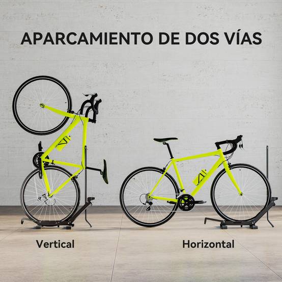 Support à vélo en acier, porte-vélos de sol pliable et portable pour la maison, le garage ou l'atelier, 75 x 41 x 71-81 cm, noir - Image 6