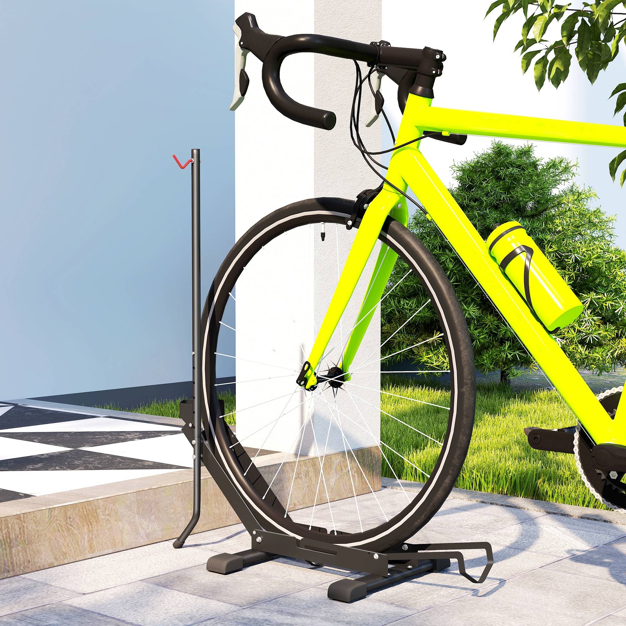 Support à vélo en acier, porte-vélos de sol pliable et portable pour la maison, le garage ou l'atelier, 75 x 41 x 71-81 cm, noir - Image 10
