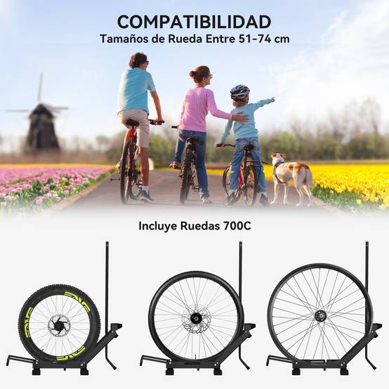 Support à vélo en acier, porte-vélos de sol pliable et portable pour la maison, le garage ou l'atelier, 75 x 41 x 71-81 cm, noir - Image 7
