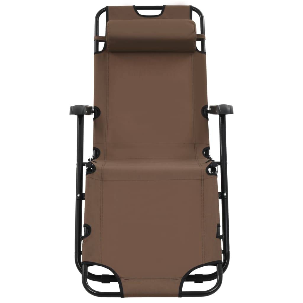 Helloshop26 - Chaises longues pliables 2 pièces avec repose-pied acier marron - Image 3