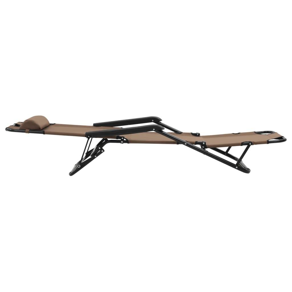 Helloshop26 - Chaises longues pliables 2 pièces avec repose-pied acier marron - Image 4