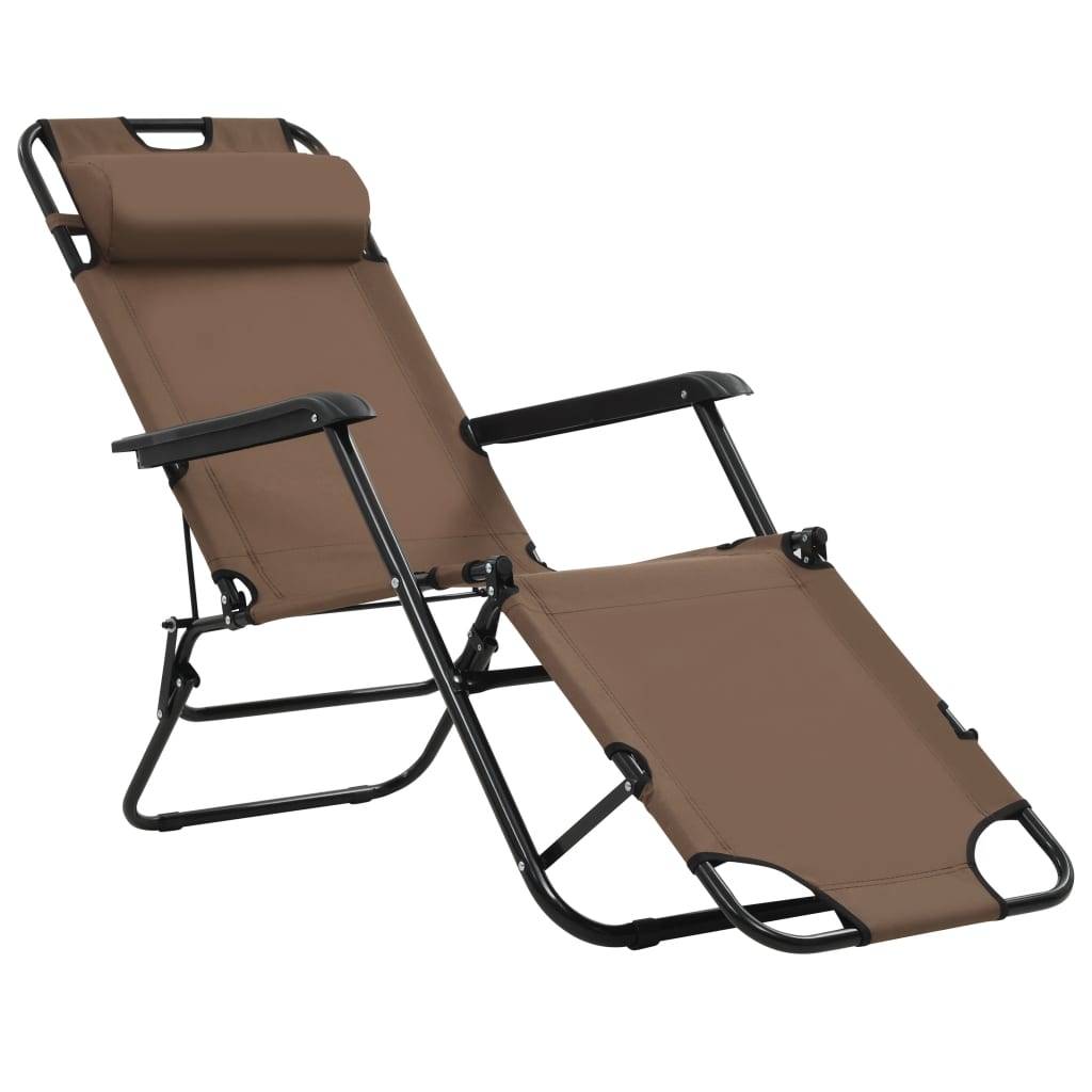 Helloshop26 - Chaises longues pliables 2 pièces avec repose-pied acier marron - Image 2