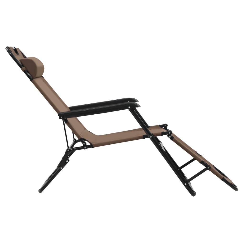 Helloshop26 - Chaises longues pliables 2 pièces avec repose-pied acier marron - Image 5