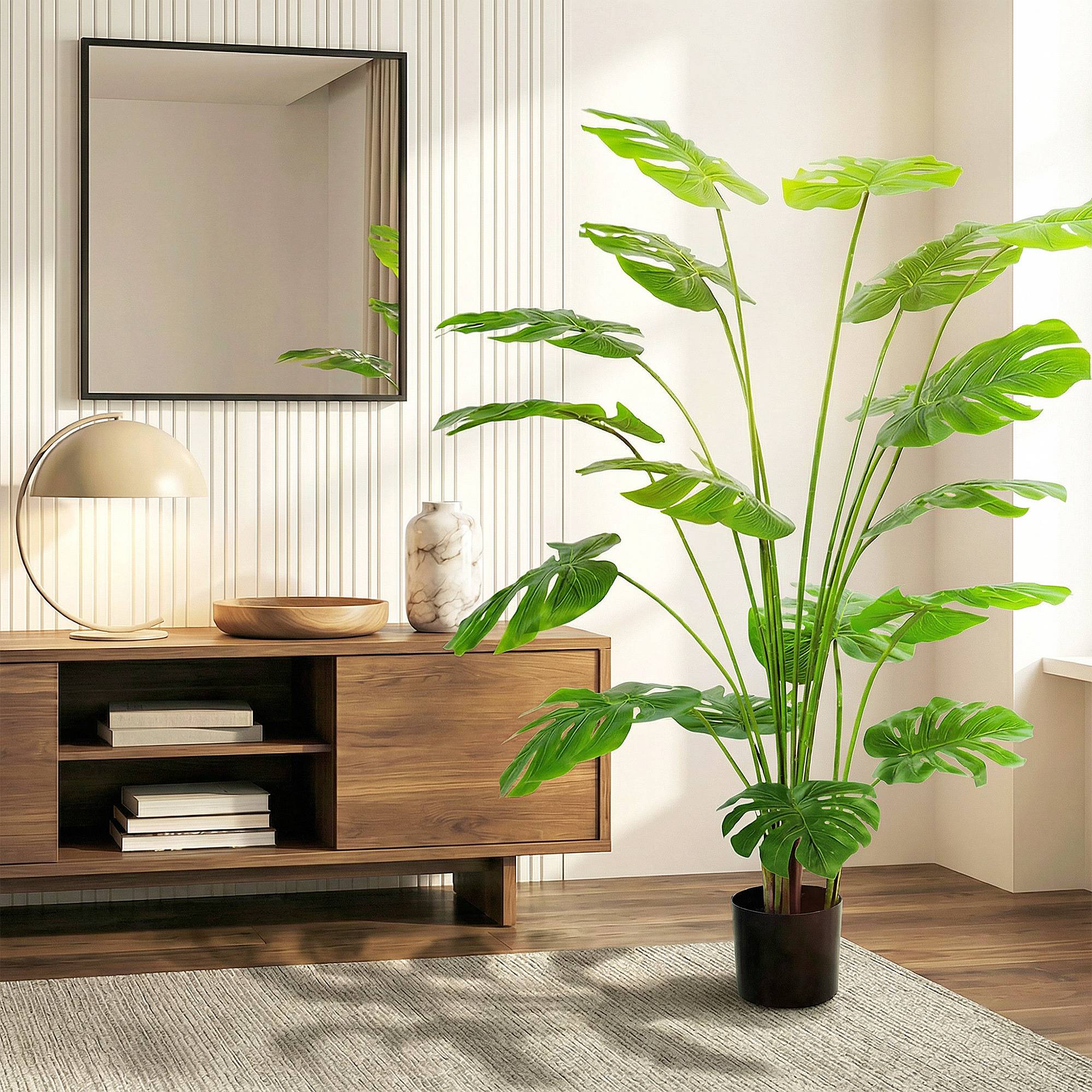 Plante artificielle arbre artificiel monstera deliciosa avec pot inclus hauteur 150 cm intérieure vert - Image 8