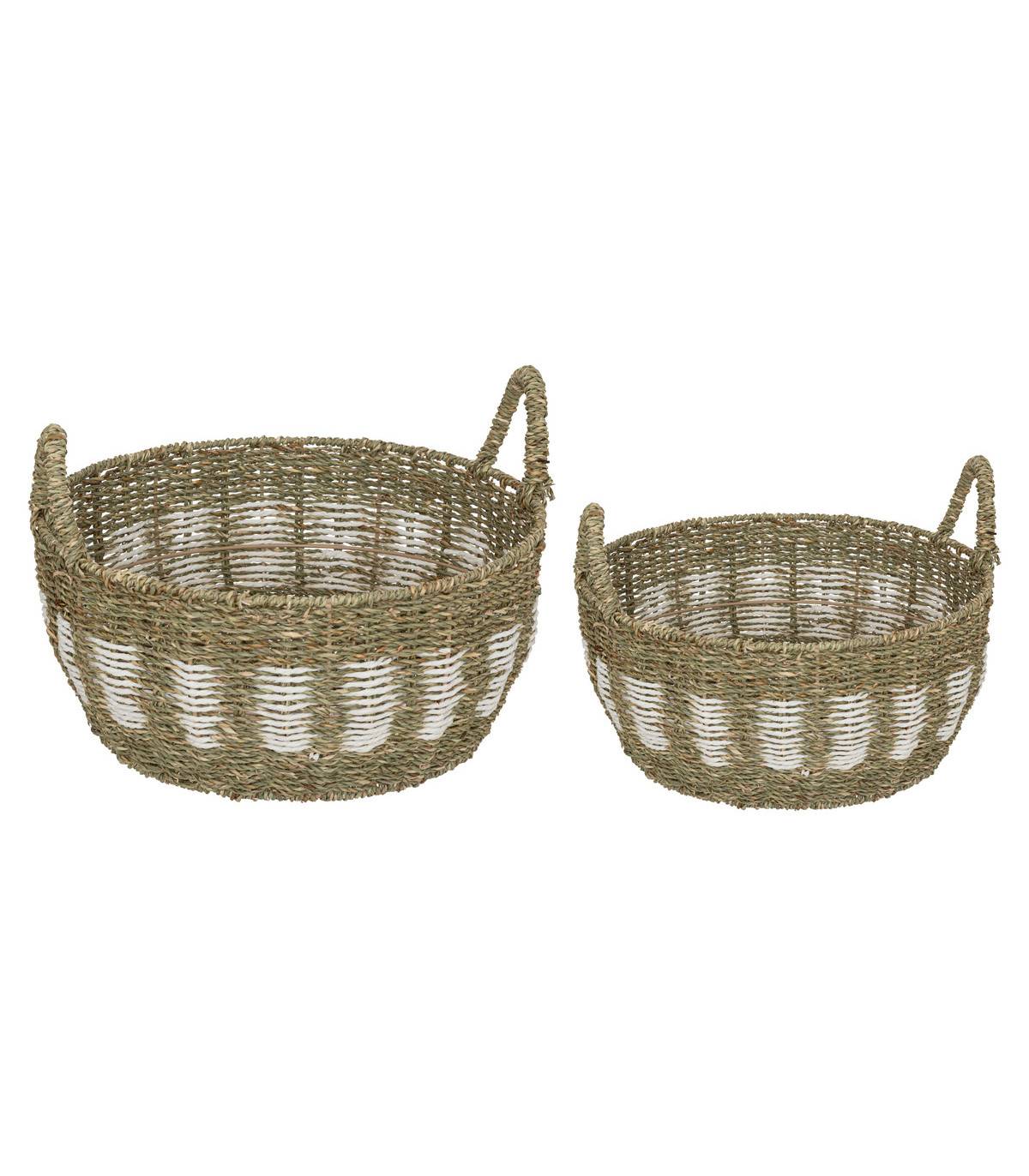Lot de 2 Grands Paniers de rangement Bicolore D 50 et D 40 cm - Image 1