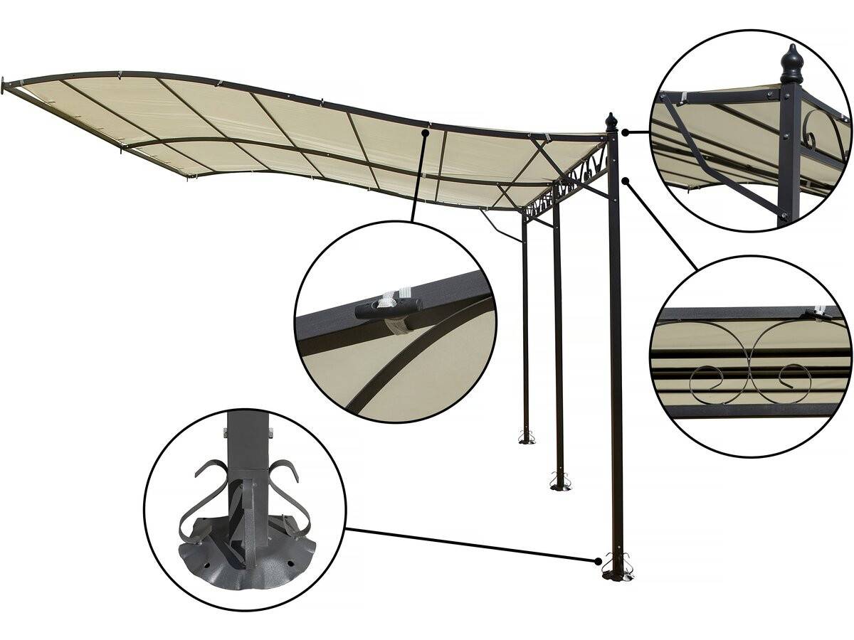 Habitat Et Jardin - Pergola Tonnelle Adossée En Métal - 3 X 4 M - Beige -habitat Et Jardin - Image 4