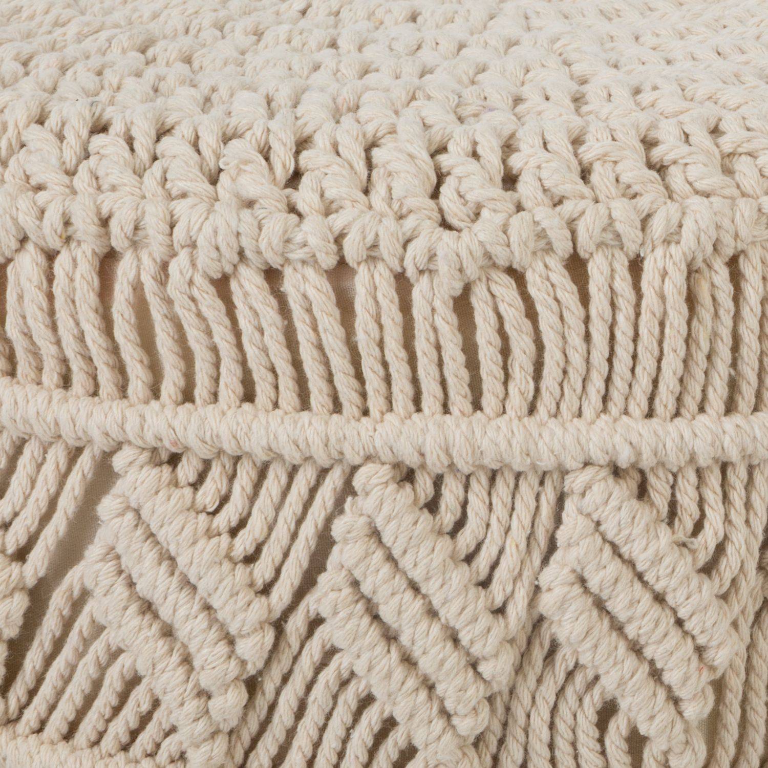 Tabouret en macramé Savana - H. 42 cm - Beige - Atmosphera - Image 3