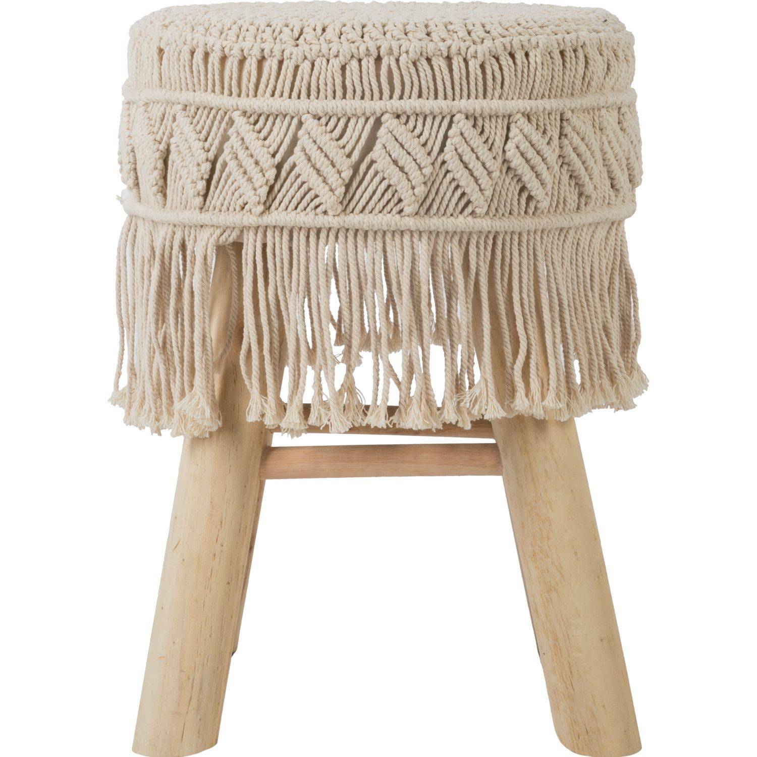 Tabouret en macramé Savana - H. 42 cm - Beige - Atmosphera - Image 2