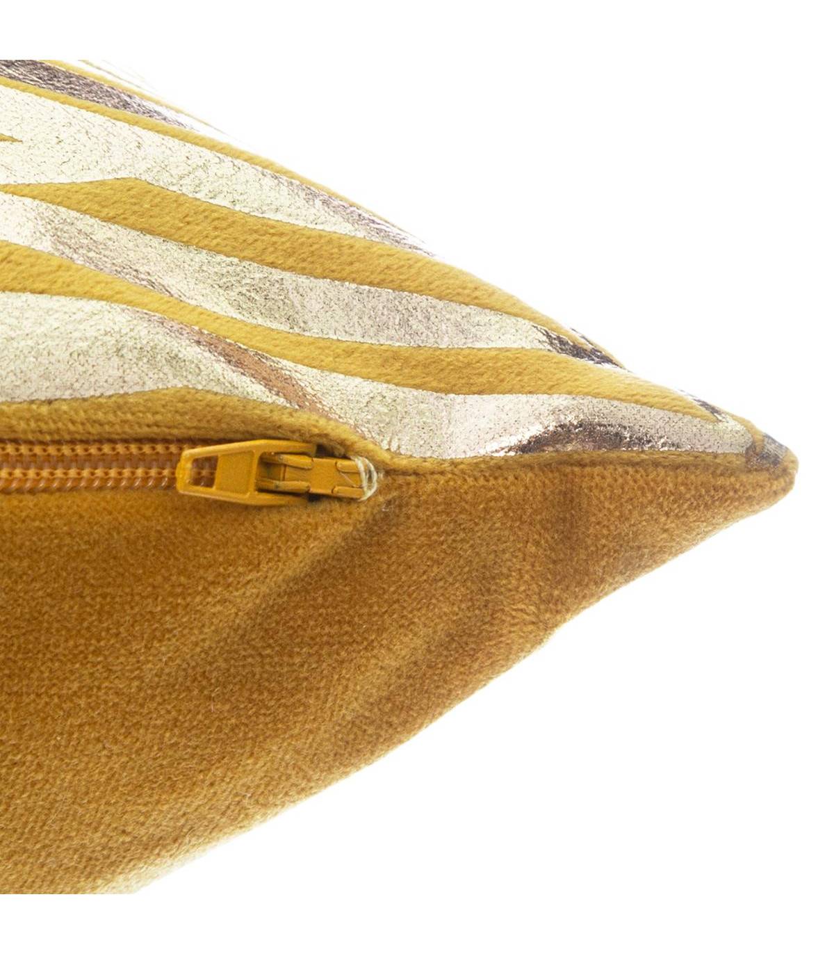 Coussin déhoussable Velours Ocre et Or 40 x 40 cm - Image 3