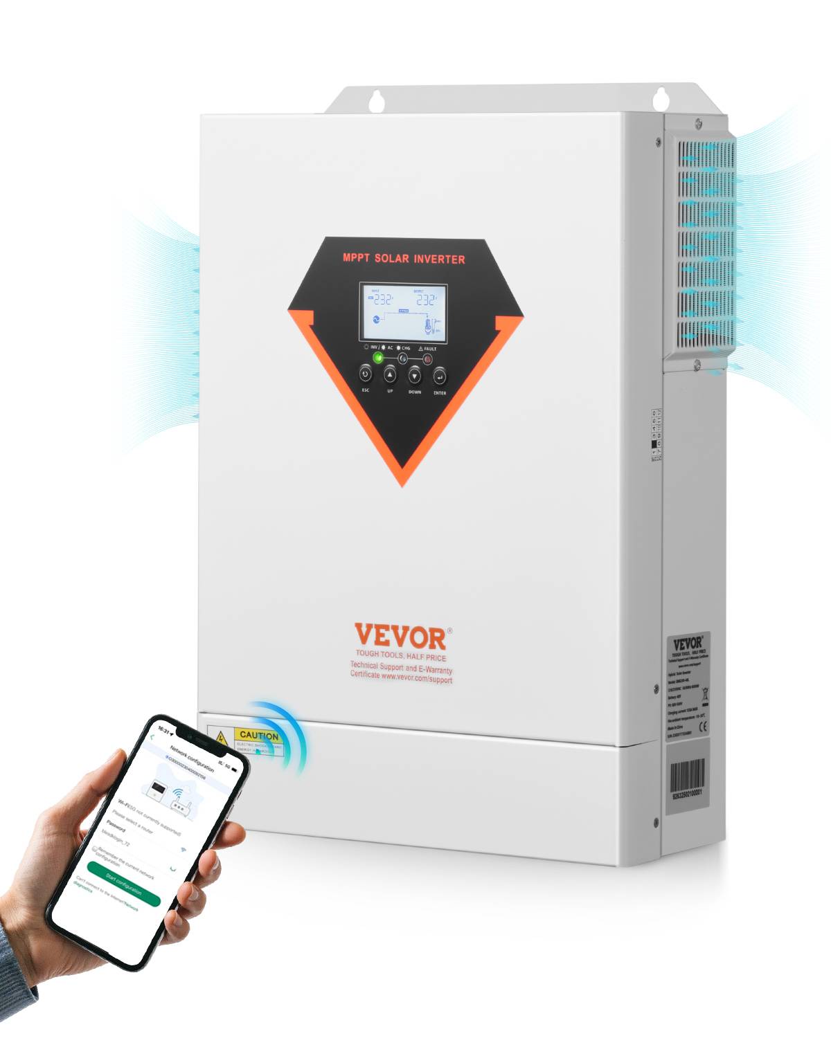 VEVOR Onduleur solaire hybride 6000W, 48V->220/230V, contrôleur MPPT 120A intégré, hors réseau. - Image 1