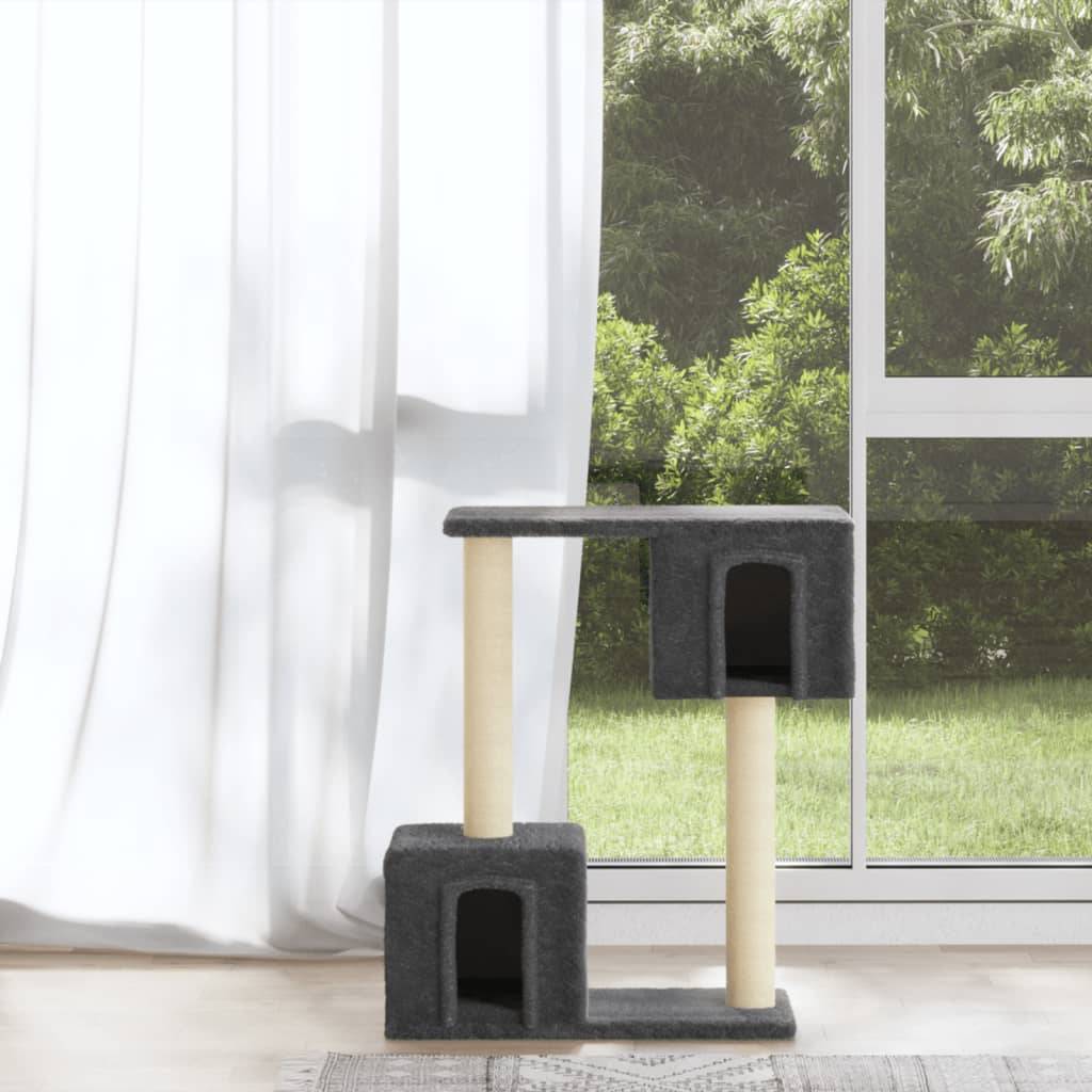 Arbre à chat design compact 60 cm avec niches et sisal Gris Foncé – ComfortXL Pet Living - Image 1