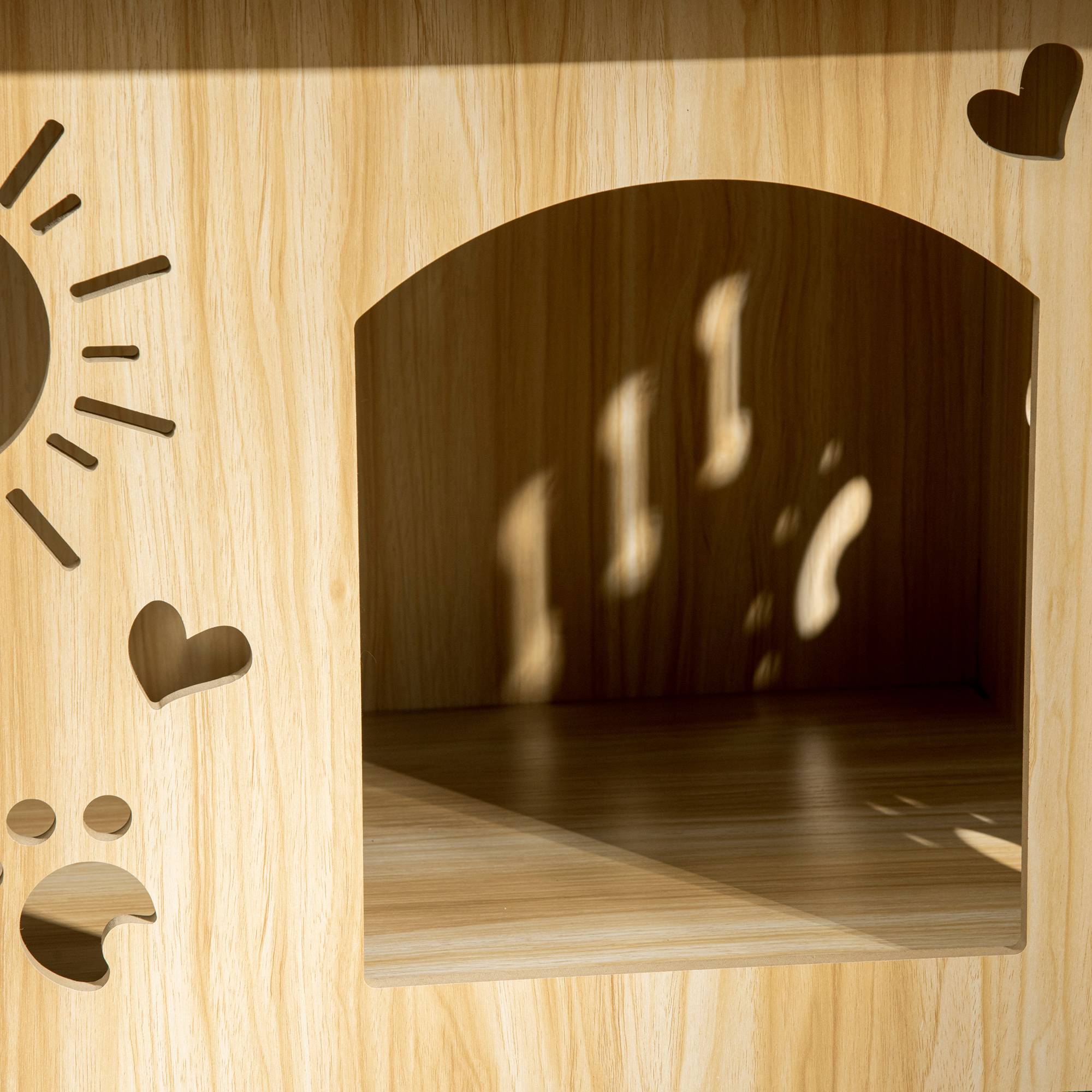 ComfortXL - Niche pour chien en MDF chêne et noir 69 x 50 x 58,5 cm abri extérieur ventilé résistant aux intempéries - Image 8